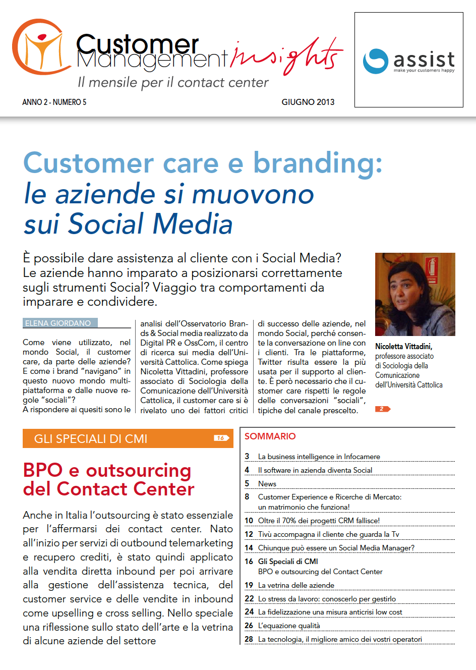 Giugno 2013 – Customer care e Branding