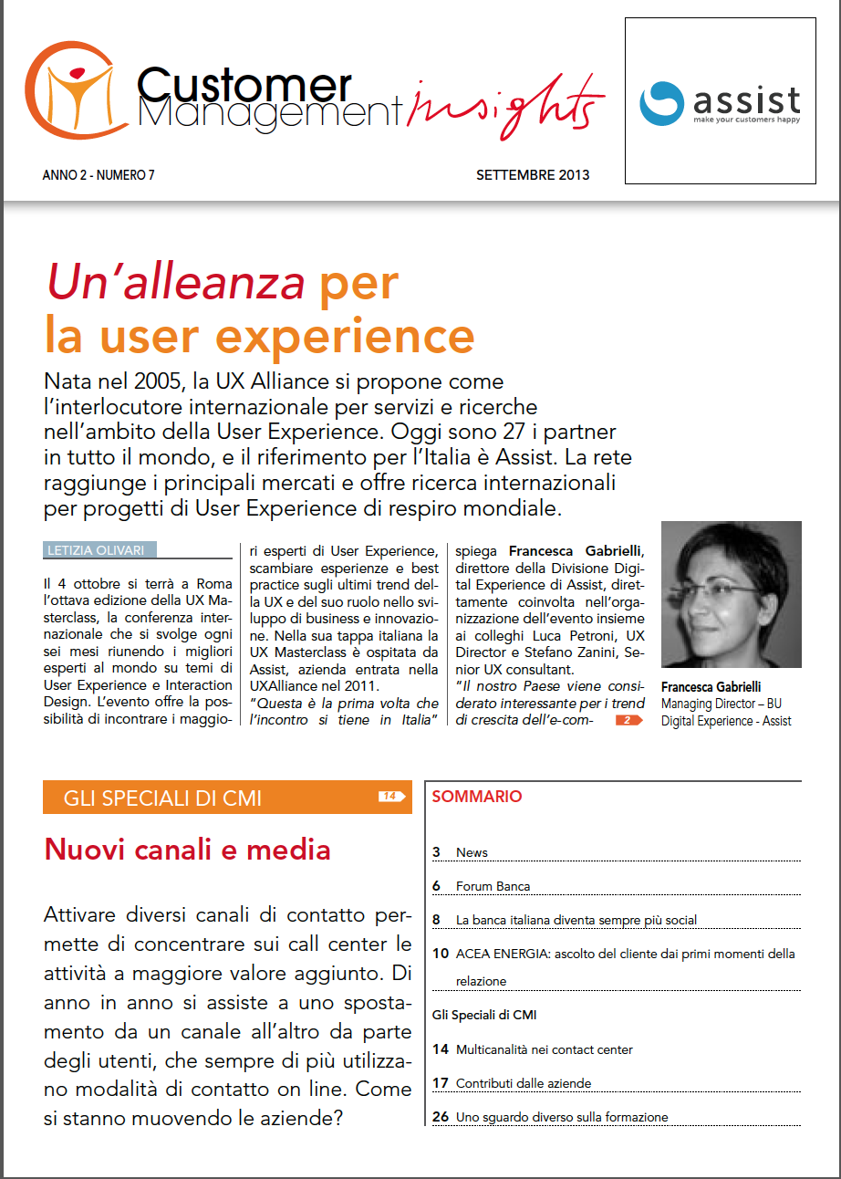 Settembre 2013 – Un’alleanza per la user experience