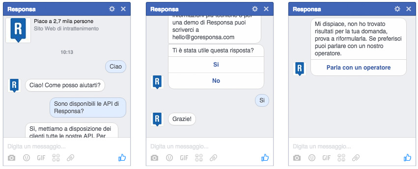 Chatbot Responsa per Facebook Messenger