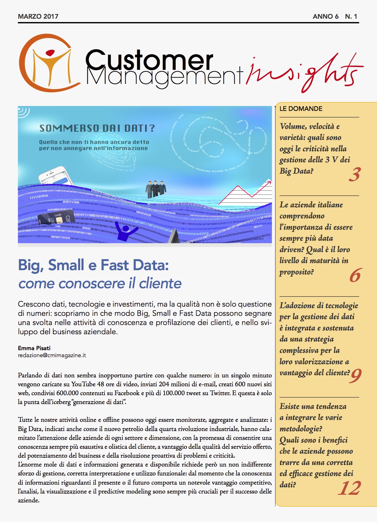 Big, Small e Fast Data: come conoscere il cliente – CMI anno 6 n. 1