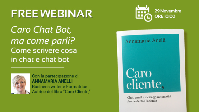 La scrittura, la cura del cliente e i chat bot, in diretta nel webinar di Pat Group.