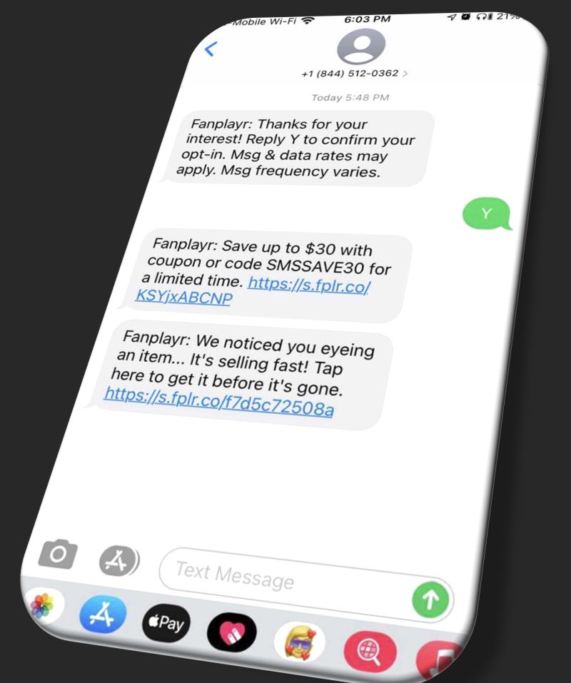 Personalized SMS Fanplayr per un ecommerce di qualità